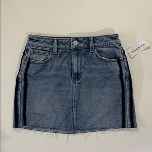 PacSun Skirts - Denim mini skirt with navy blue stripes down side PacSun Skirts - Denim mini skirt with navy blue stripes down side